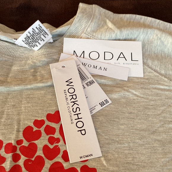 NWT WORKSHOP Republic Clothing Modal Hearts ❤️ Long Sleeves Top Plus Size 1X - Picture 4 of 14